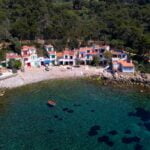Aerial view of cala s'Alguer, a lovely beach in Costa Brava, Catalonia, Spain
