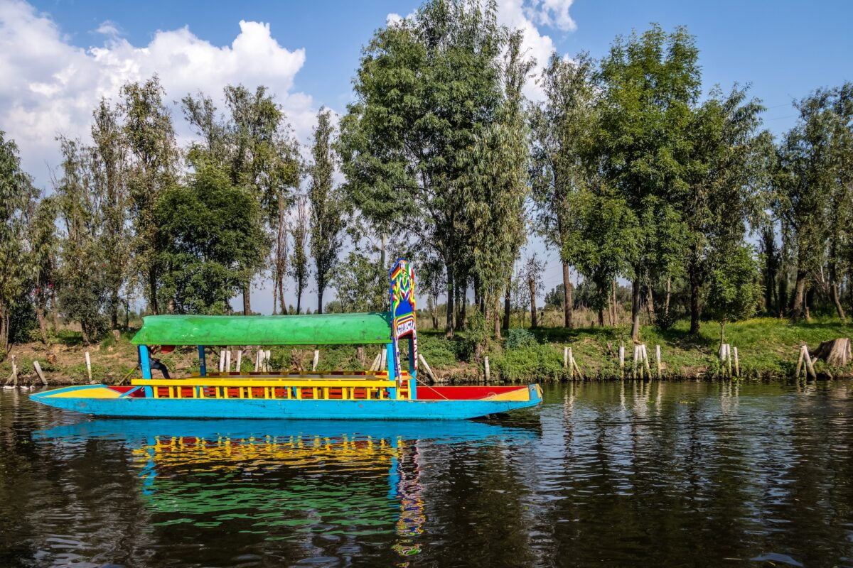 Colorful boat (also known as trajinera) at Xochimilco's Floating Gardens - Mexico City, Mexico