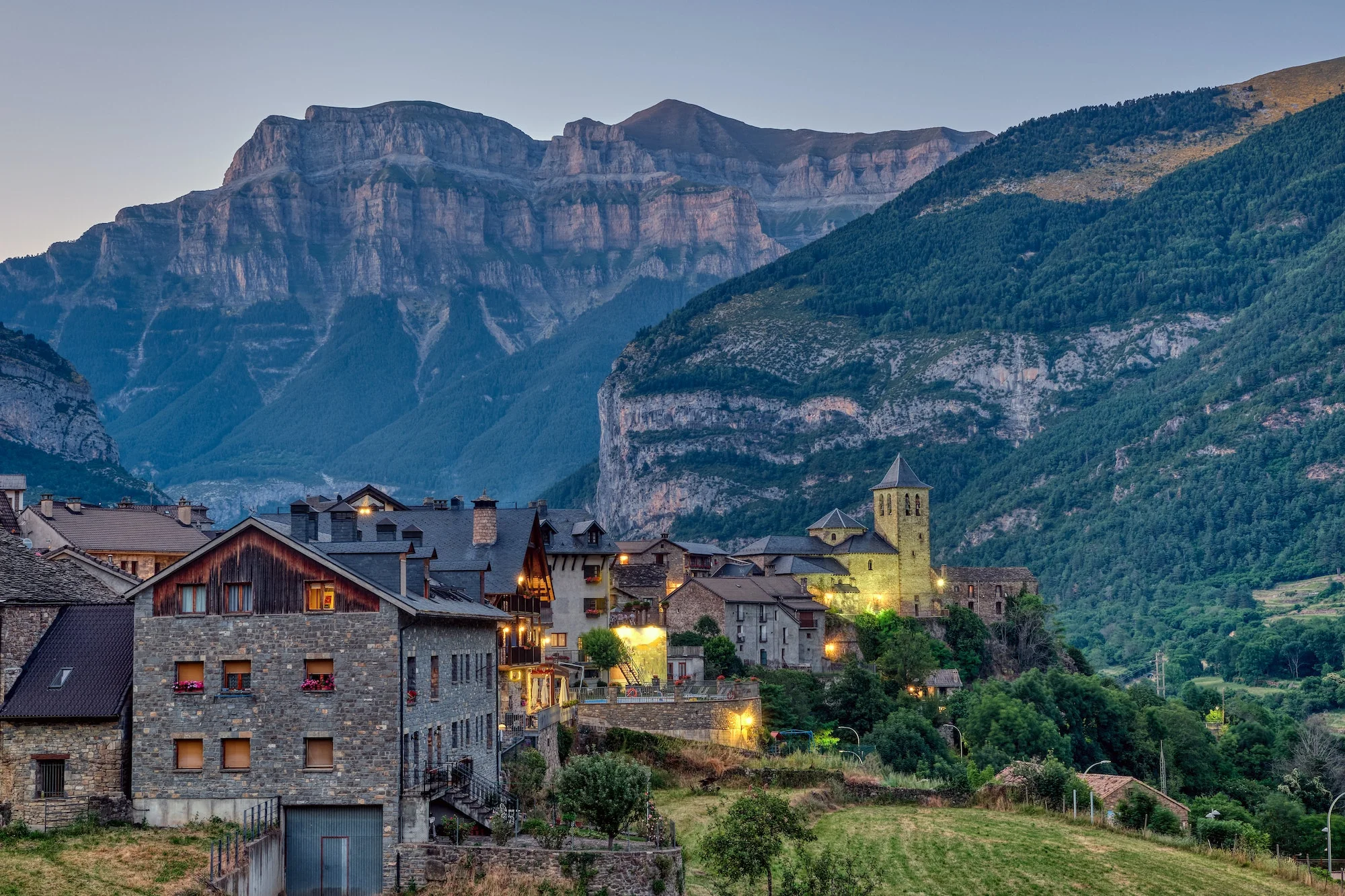 The beautiful village of Torla in the spanisch Pyrenees